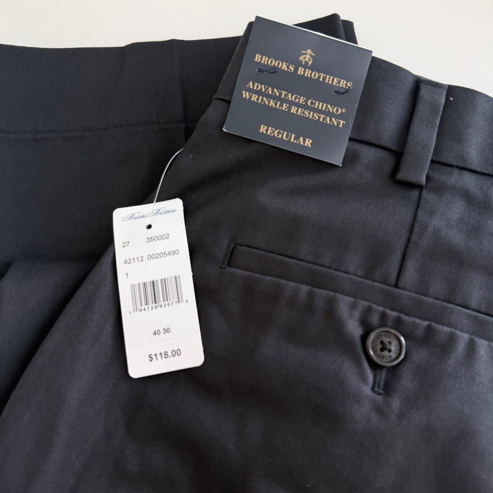 Brooks Brothers Advantage Chino Regular Pants Black NWT Men's 40x30 - Picture 4 of 6